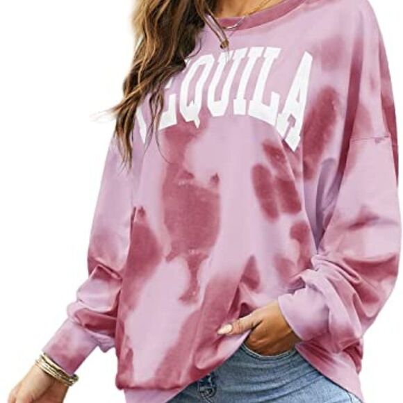New Tequila Womens Oversized Tie Dye Sweatshirts Loose Long Sleeve Crewneck … - Picture 1 of 7